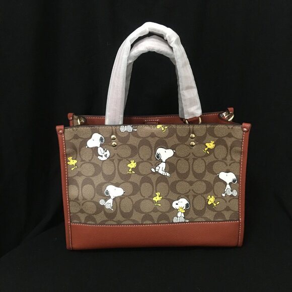 COACH PEANUTS DEMPSEY Carryall Signature Canvas Snoopy Woodstock - Picture 3 of 11